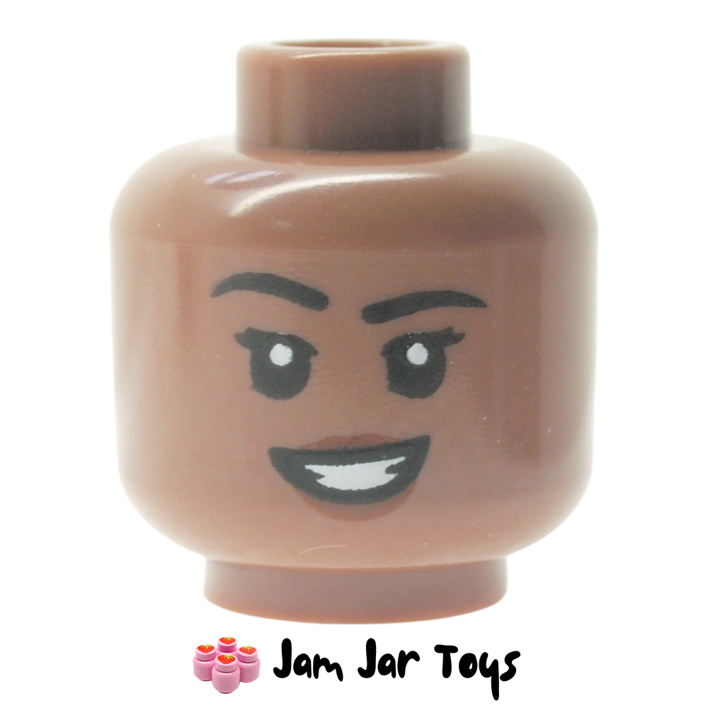 LEGO Ironheart Head, Dark Red Lips, Open Mouth Smile
