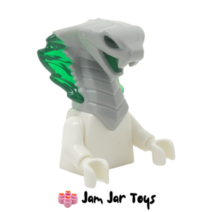 LEGO® Cobra Snake Head; Light Bluish Grey with Open Mouth and Trans-Green Eye FH239