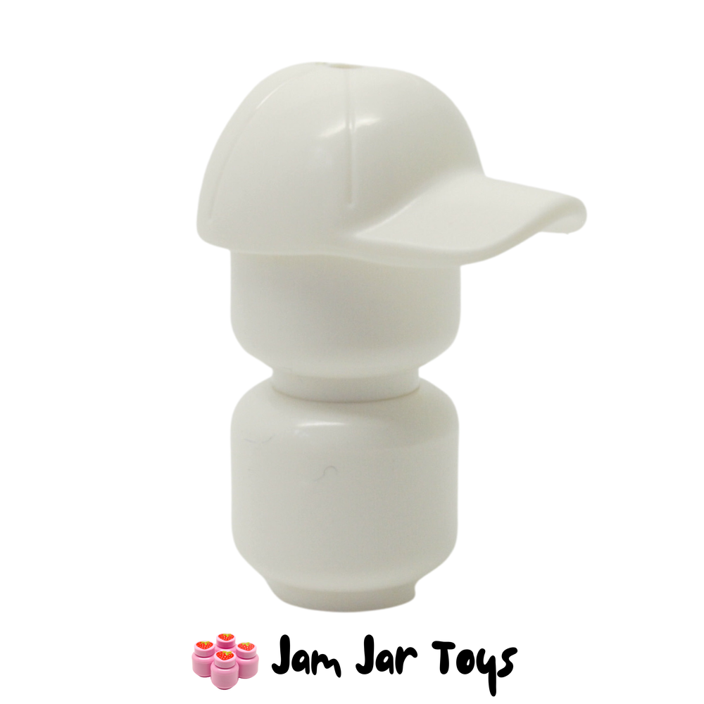 LEGO White Hat / Cap Short Curved Bill with Seams