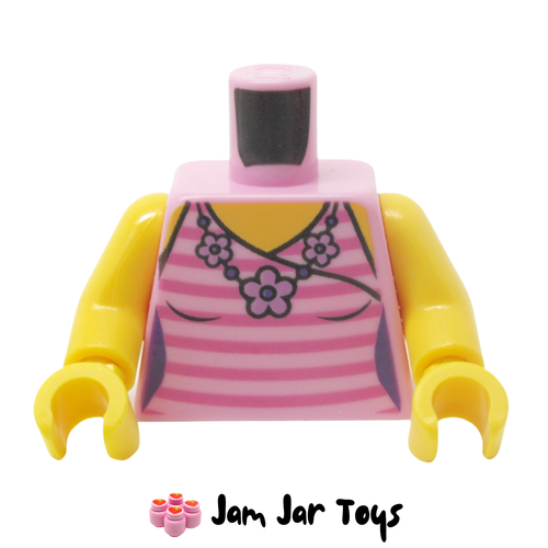 LEGO Bright Pink Tank Top Torso, Stripes and Flower Necklace.