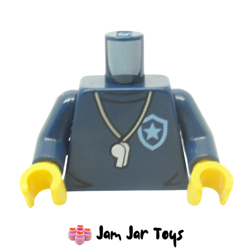 LEGO Dark Blue Torso Bright Light Blue Police Badge and Whistle