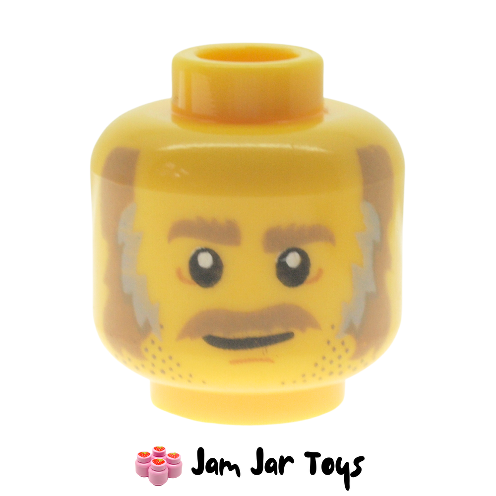 LEGO Chef Enzo Head Dark Tan Eyebrows, Moustache, Sideburns