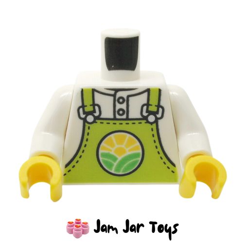 LEGO White Torso Overalls, Lime with Grocery Store Logo.