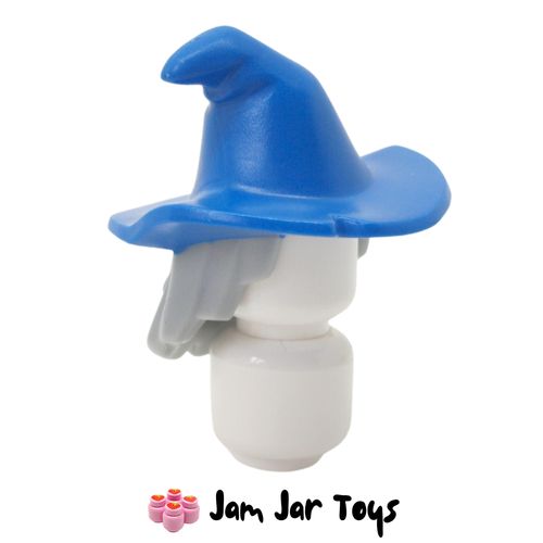 LEGO Blue Wizard Hat, Grey Hair, Scraggly