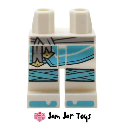 LEGO White Legs, Dark Blue Pockets, Coral / Gold Straps, Knee Caps
