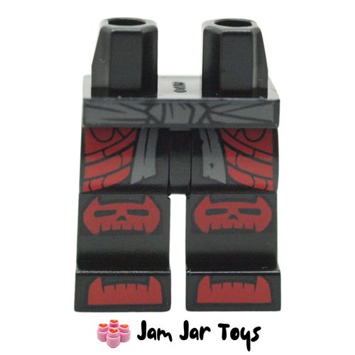 LEGO Bone King Black Legs with Red Kneepads, Armour, Light Bluish Grey Belt