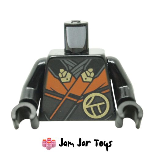 LEGO Cole Black Robe Torso, Orange Panels, Gold Decorations.