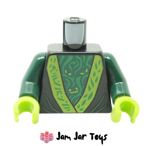 LEGO Spirit of The Temple Black Robe, Lime Trim, Green Decorations, Dark Green Shirt.