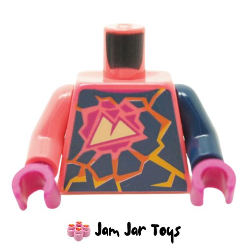 LEGO Coral Torso, Odd Arms, Yellow Mountains in Dark Pink Flower, Dark Blue Shapes, Lava.