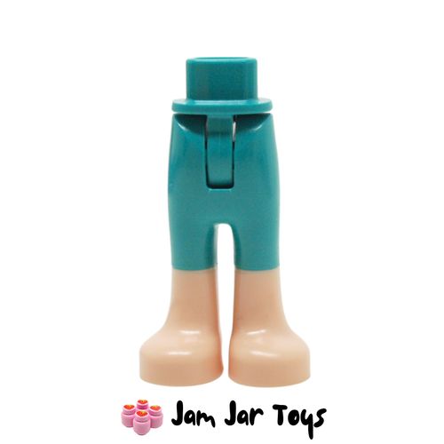 LEGO Dark Turquoise Minidoll Trousers with Back Pockets, Light Nougat Feet.
