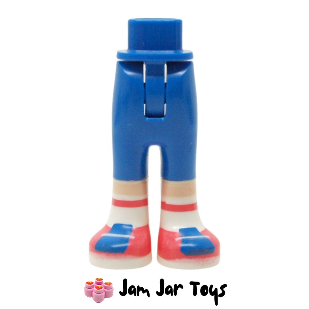 LEGO Blue Minidoll Trousers with Back Pockets with Light Nougat Legs, Coral/White/Blue shoes