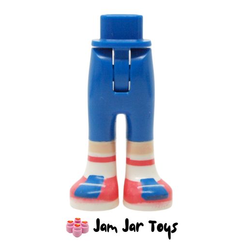LEGO Blue Minidoll Trousers with Back Pockets with Light Nougat Legs, Coral/White/Blue shoes
