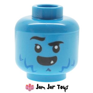 LEGO Logan Head, Dark Azure, Jagged Eyebrows, Blue Lines, One Fang, Open Mouth