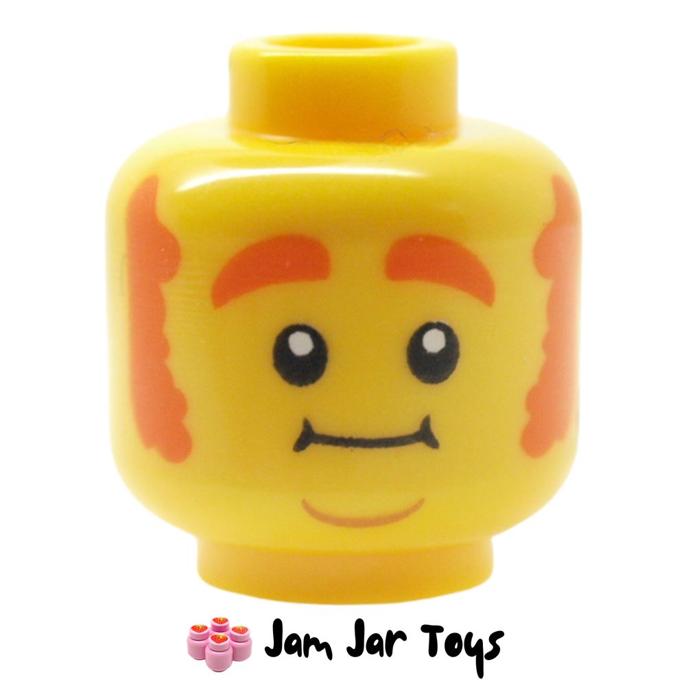 LEGO Carrot Mascot Head, Orange Eyebrows /Sideburns, Closed Mouth.