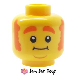 LEGO Carrot Mascot Head, Orange Eyebrows /Sideburns, Closed Mouth.