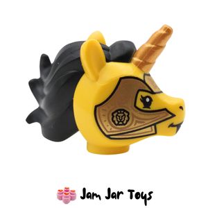 LEGO® Unicorn Head, Black Mane and Gold Horn. HF141