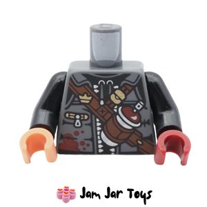 LEGO® Dark Bluish Grey Torso, Strap, Spray Can, Monkie Kid Logo, Odd Hands. TO201