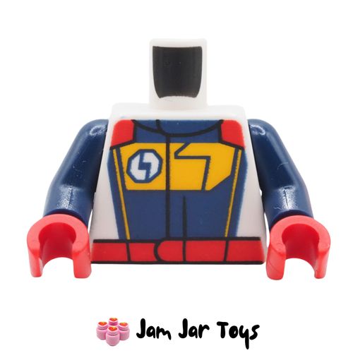 LEGO Race Suit Torso, Stripes on Dark Blue Panel