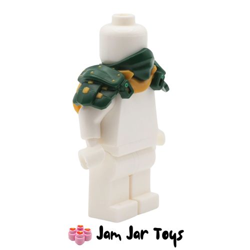 LEGO Dark Green Shoulder Armour, Bandana, Gold Rivets, Katana Scabbard.