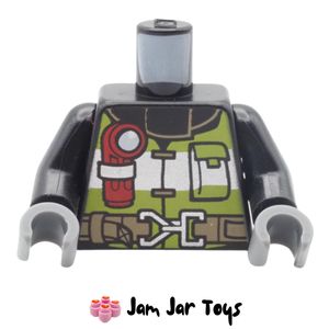 LEGO Fire Fighter Torso, Reflective Stripes, Utility Belt, Torch