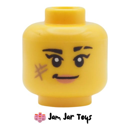 LEGO Yellow Head, Scars, Peach Lips, Smirk