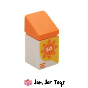 LEGO® White Factor 50 Suntan Lotion 1 x 1 Brick, Orange Sun, Yellow Background, A440