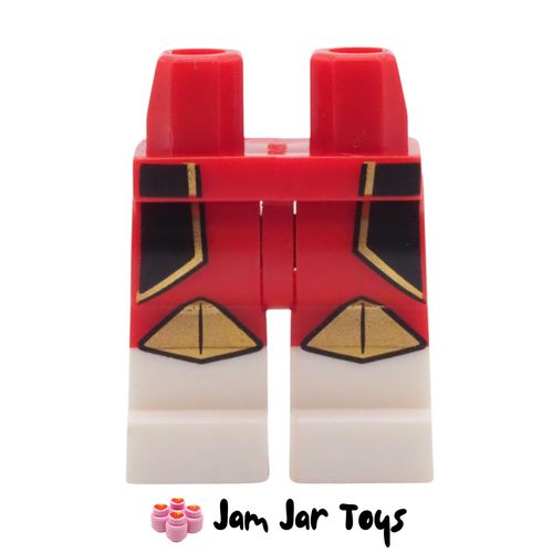 LEGO Red Legs, White Boots with Black Side Stripes, Gold Knee Pads.