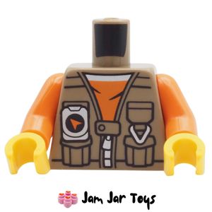 LEGO® Dark Tan Jacket, Orange Shirt, Pockets, White Radio, TO325