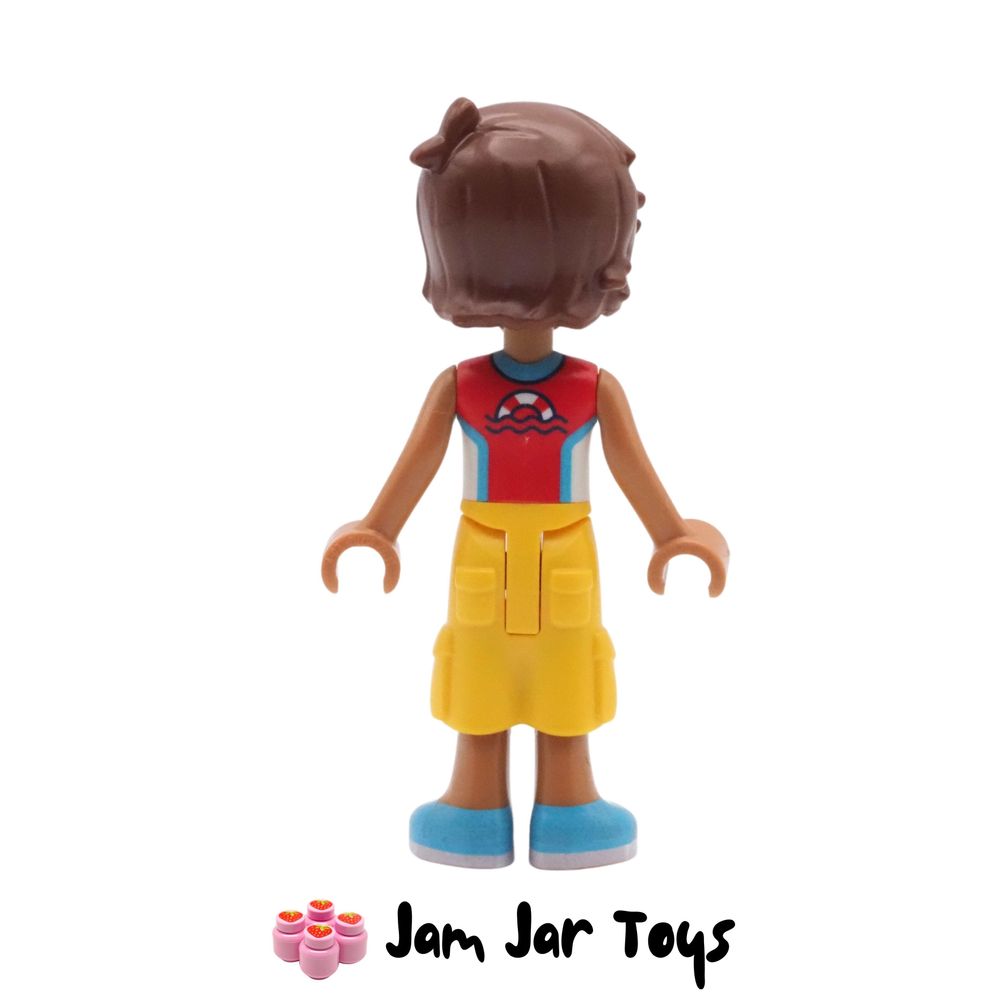 LEGO Friends Minifigure Leo Red Shirt, Cropped Yellow Trousers. Rear View