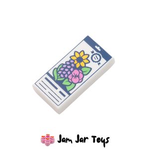 LEGO® White Flower Bouquet Tile 1 x 2 With Gift Note Print. PT175