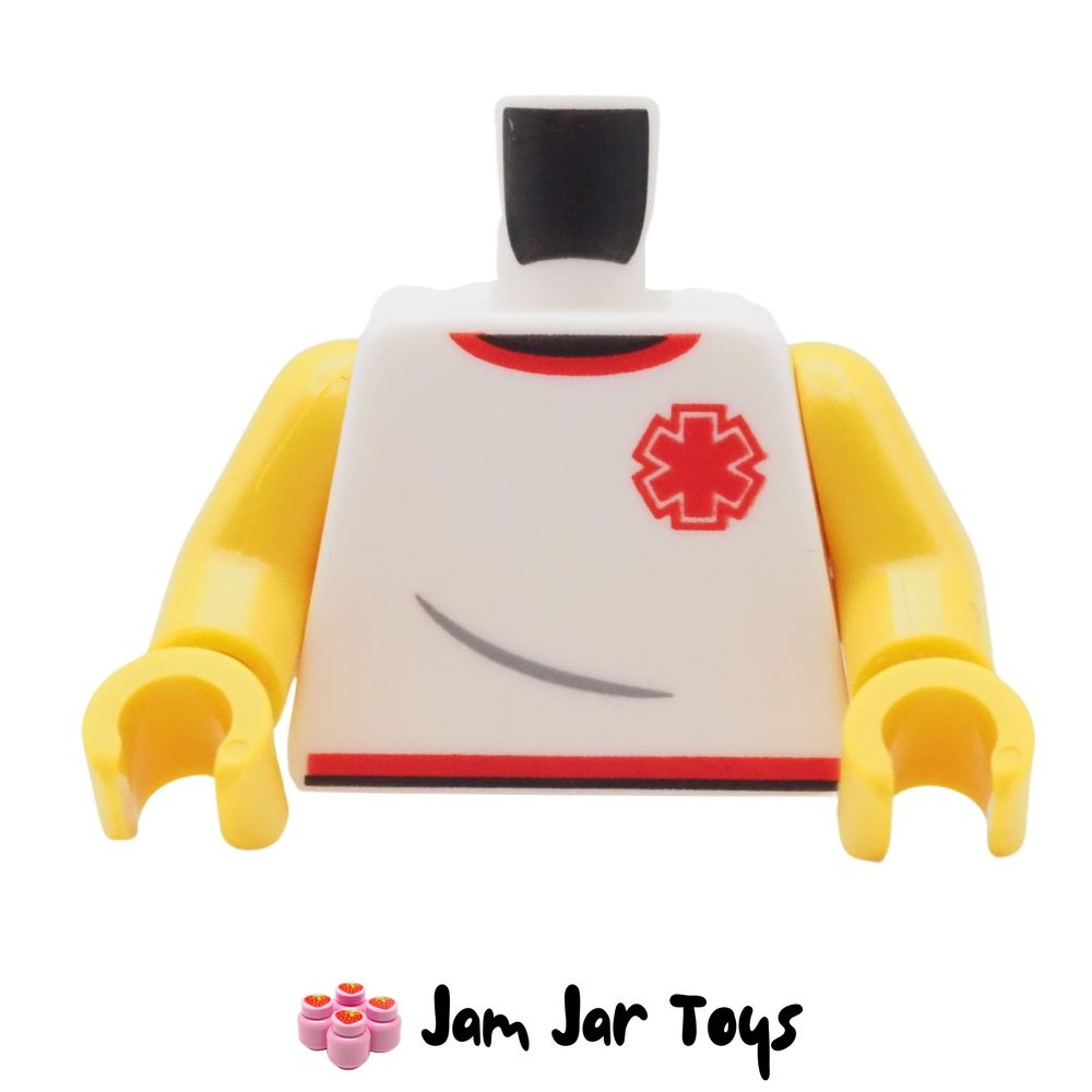 LEGO White Shirt Torso, Black and Red Trim / Star of Life