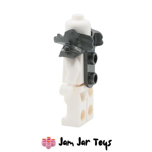 LEGO Pearl Titanium Armour, Lower Dragon Jaw, Long Back, 2 Studs Rear View