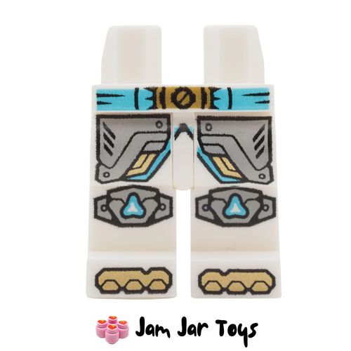 LEGO White Legs, Silver Robe Ends, Medium Azure Belt