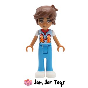 LEGO® Friends Minifigure – Leo in Bright Light Blue Shirt with Gingerbread Men. F60