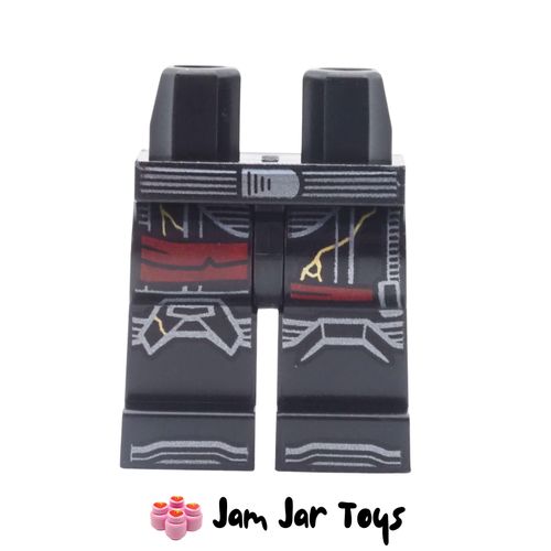 LEGO Black Legs with Death Trooper Print, Gold Cracks, Red Belts.