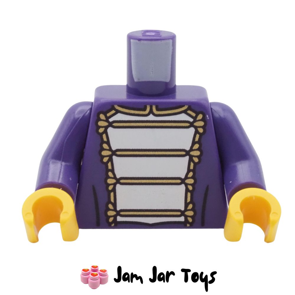 LEGO Dark Purple Marching Band Uniform Torso. White Front, Gold Decorations