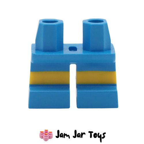 LEGO Dark Azure Short Legs Yellow Stripe