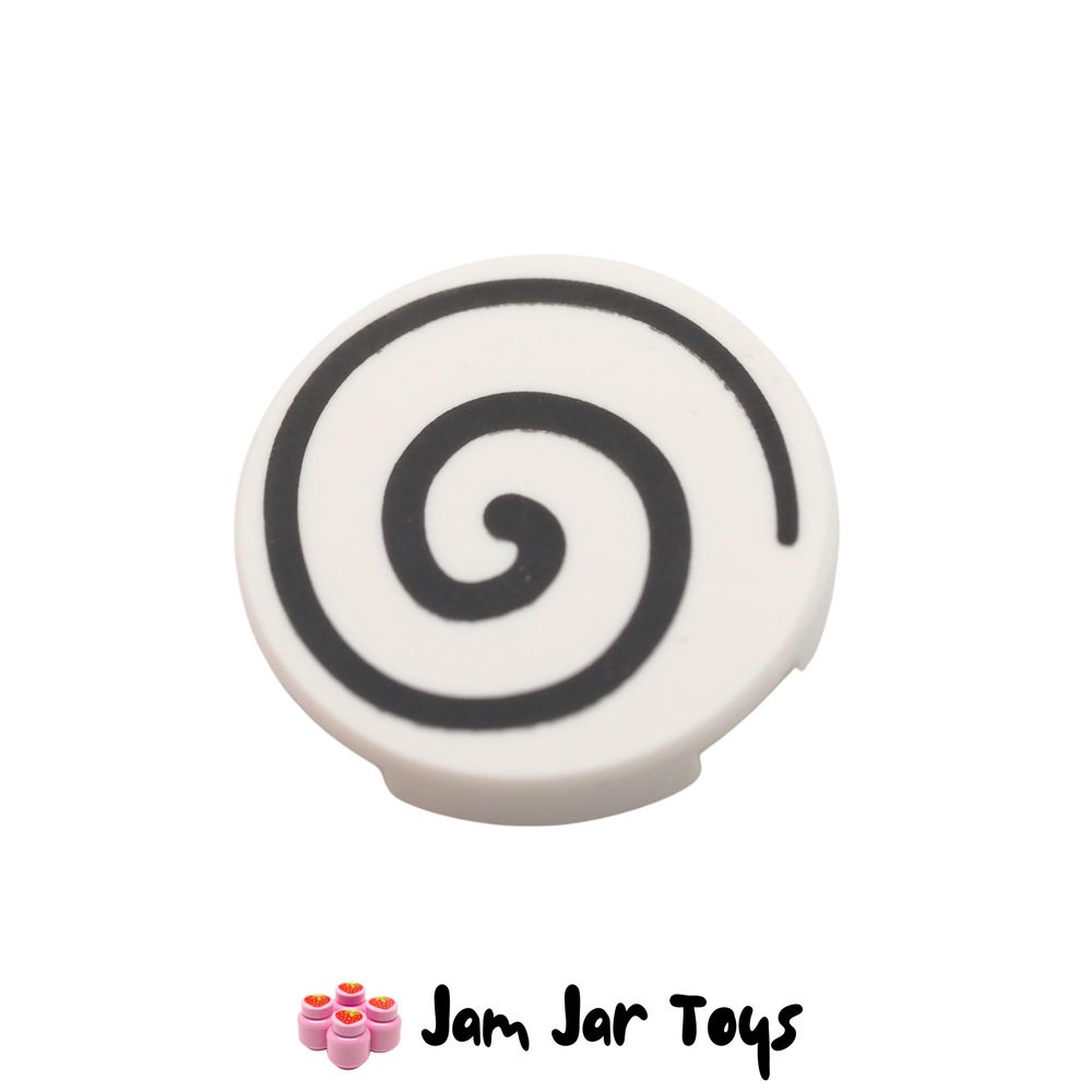 LEGO® White Round 2 x 2 Tile, Black Spiral