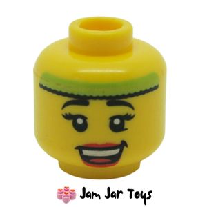 LEGO® Fitness Instructor Head; Red Lips, Open Smile and Lime Headband FH20