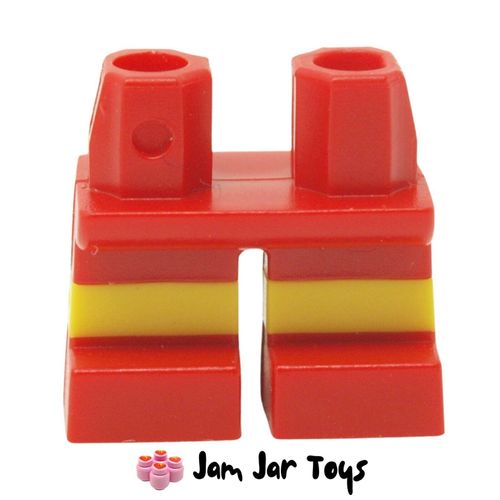 LEGO Legs Short Red with Yellow Stripe Pattern