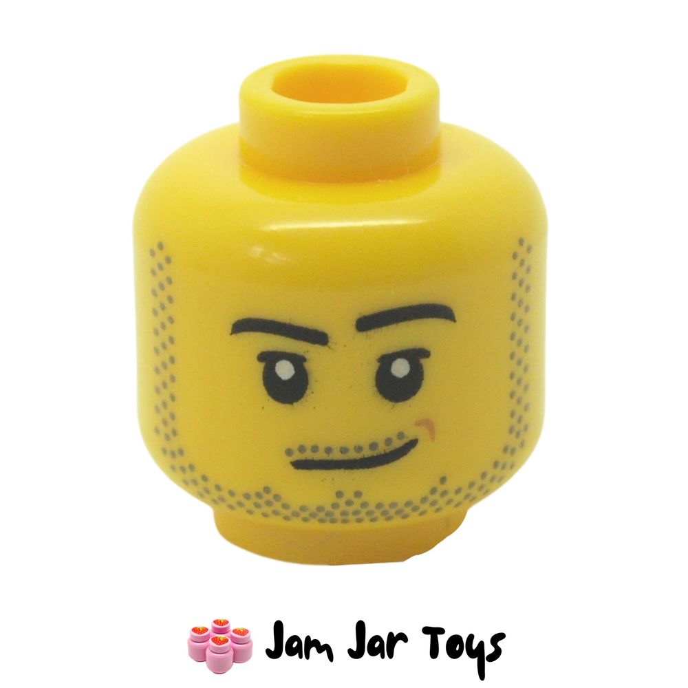 LEGO Head Smirk Peach Dimple, Stubble Beard