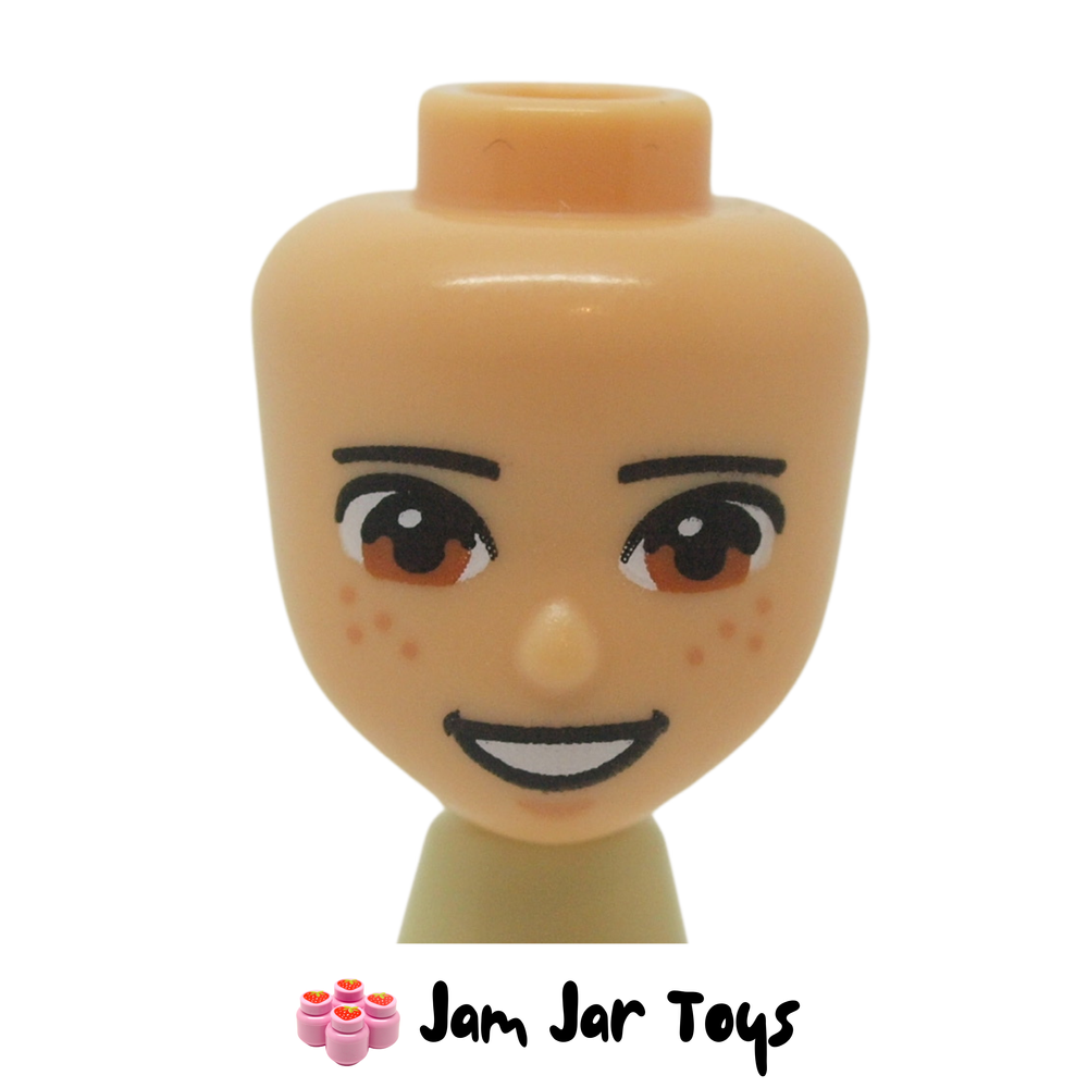 LEGO Minidoll Head Brown Eyes, Freckles Warm Tan