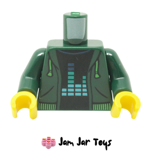 LEGO® Torso Dark Green Hoodie Open With Black Undershirt with Equaliser T131