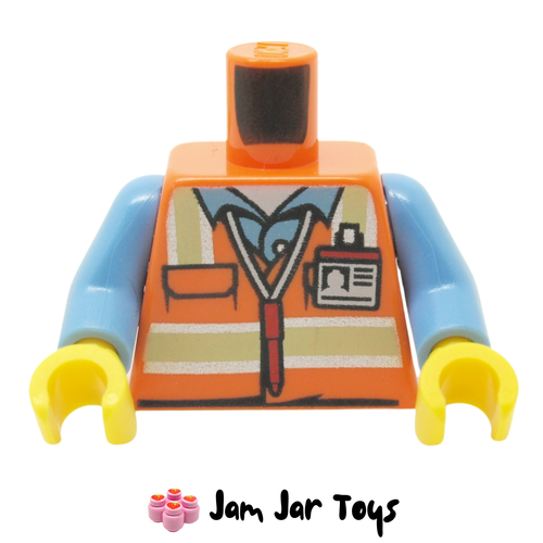 LEGO Torso Safety Vest with Reflective Stripes over Medium Blue Shirt