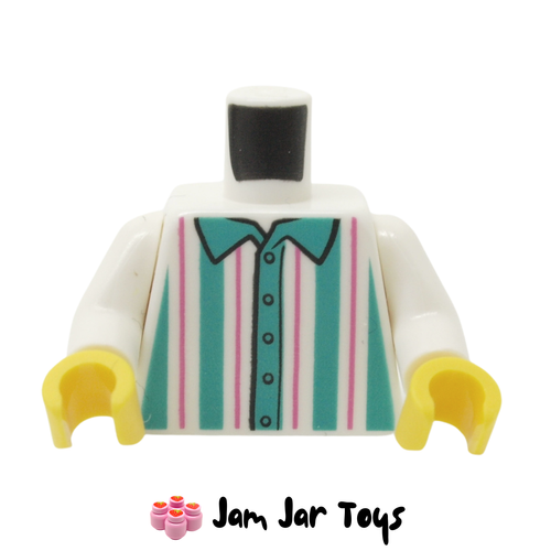 LEGO White Shirt with Dark Pink/Dark Turquoise Vertical Stripes