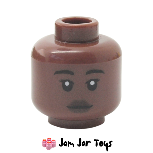 LEGO Reddish Brown Dual Sided Head, Black Eyebrows, Neutral / Angry.