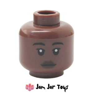 LEGO® Jannah / Vi Moradi / Kayla Watts Reddish Brown Dual Sided Head, Black Eyebrows, Neutral / Angry FH145