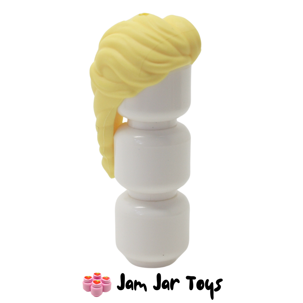 LEGO Bright Light Yellow Long Elsa Hair, French Braided Ponytail