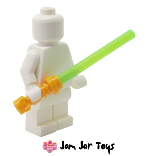 LEGO Star Wars Lightsaber With Flame Yellowish Orange Hilt and Trans Bright Green Wand