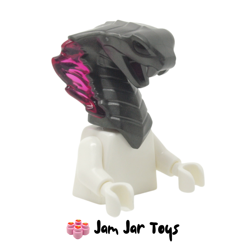 LEGO General Aspheera Snake Head; Pearl Dark Grey with Trans-Dark Pink Flames, Eyes
